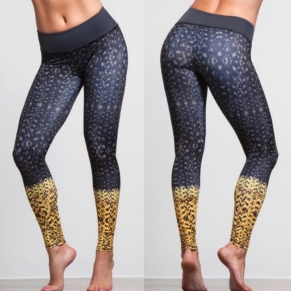 Onzie Gray and Yellow Leggings S/M